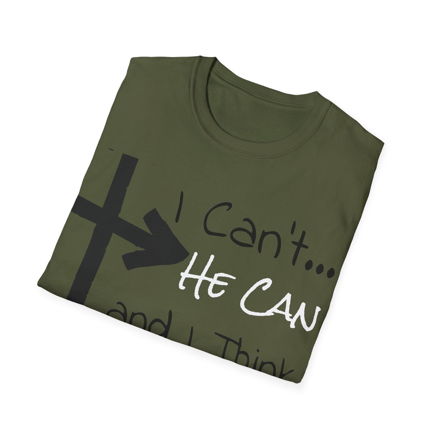 Christian Addiction Recovery Unisex T-Shirt, Motivational I can't He Can Slogan Casual Wear, Hopeful, Minimalistic, Gift, Multi Colors extended sizes