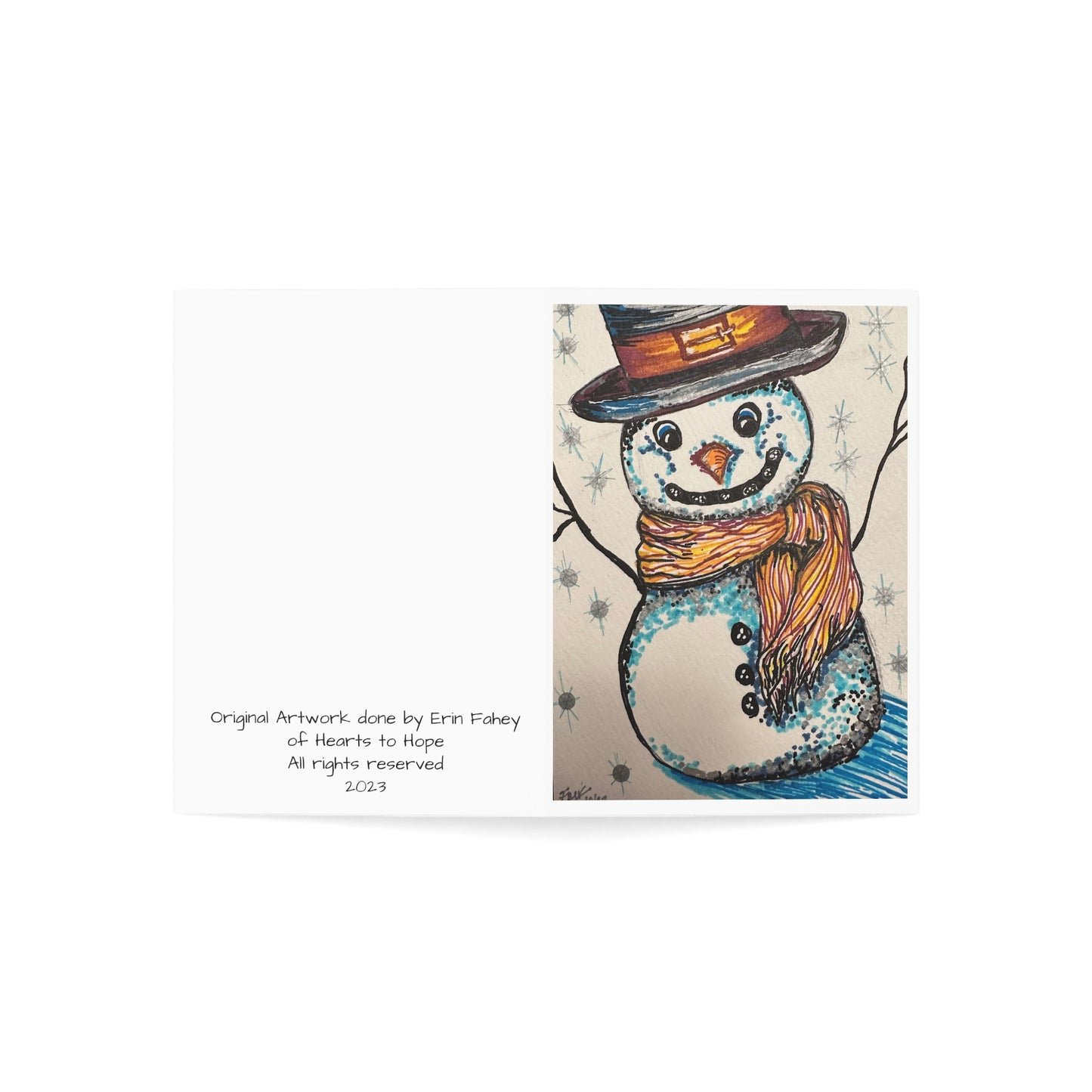 Snowman Greeting cards- available in quantities 1, 10, 25, and 50