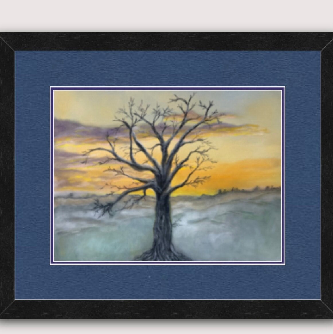 Original Pastel Art Print, The Lone Tree Wall Decor, Pretty picture, Landscape Scene, Giclee Museum Quality, Great Gift, New Home, Unframed